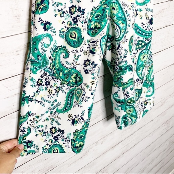 Janie & Jack High Waist Wide Leg Floral Paisley Green White Pants Girls Size 5 - Picture 5 of 11